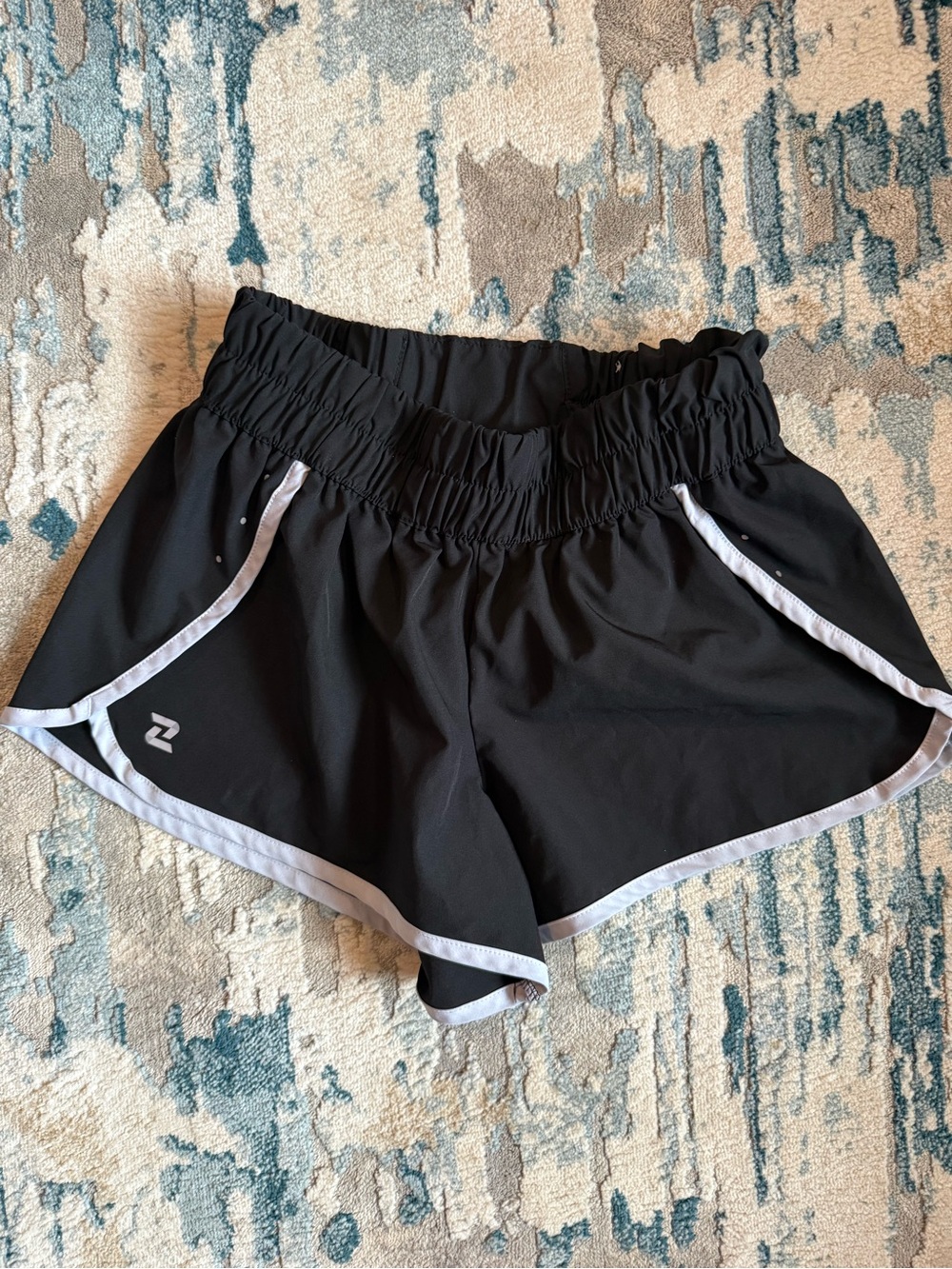 ZELOS Black Athletic Shorts with White Trim